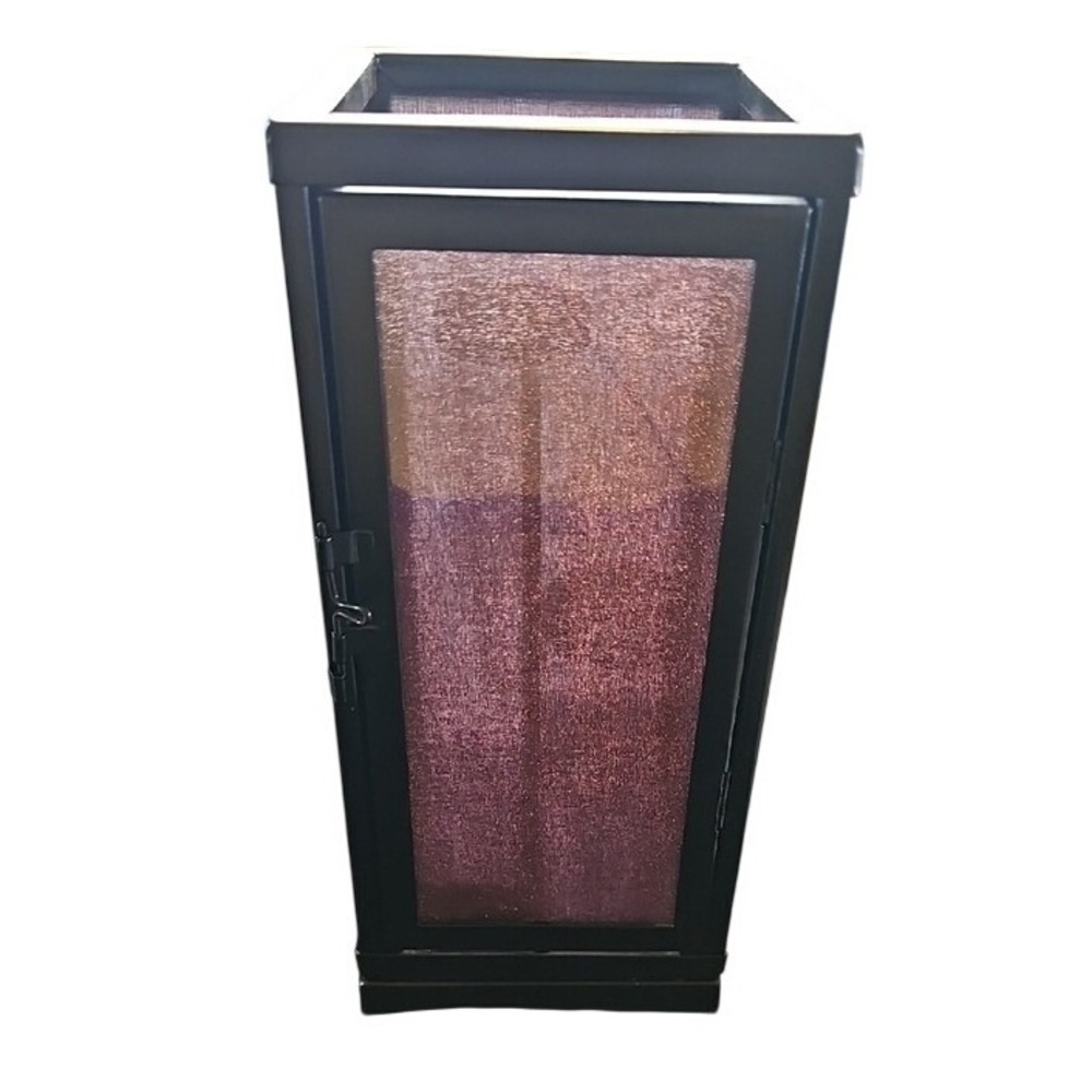 Partylite Zen Lantern Black Metal Purple Glass 3 Tier Tea Light Candle Holder